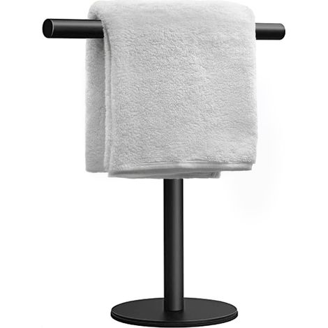 Porteserviettes de salle de bain noir mat Forme en T, pratique pour salle de bain et cuisine, meublelavabo (1/5)