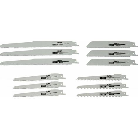 Lames de scie pour scie alternative, lot de 12, couleur argent. (1/2)