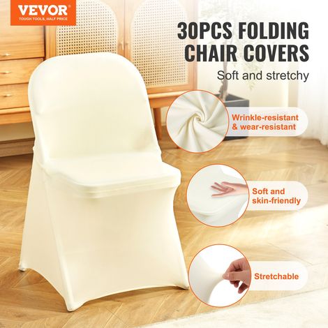 Housses de chaise pliantes en élasthanne extensible, blanc ivoire, housses de protection universelle, amovibles et lavables, pour m… (1/5)