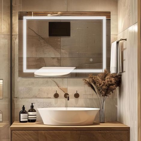 Miroir LED Salle de Bain avec Éclairage 80x100 cm (1/5)