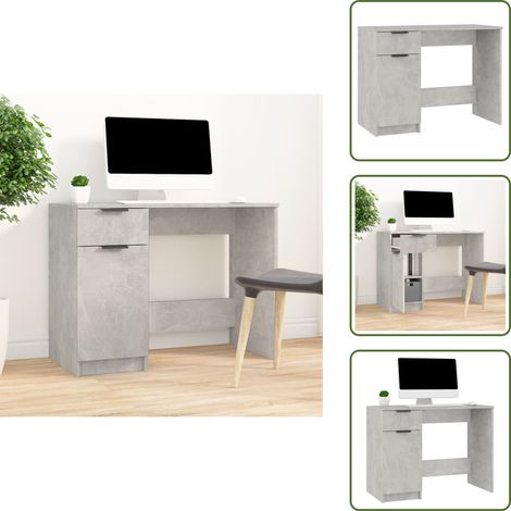Bureau Gris béton 100x50x75 cm Bois d'ingénierie - Bureau Gris - Bureau Informatique - Meuble De Bureau - Bureau Moderne - Bureau Compact (1/5)