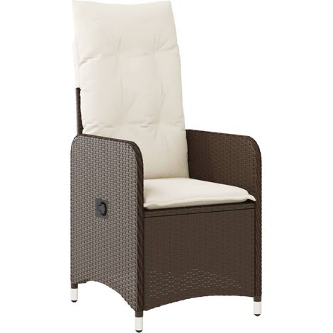 Maison Exclusive - Sedia Reclinabile da Giardino con Cuscini Marrone in Polyrattan