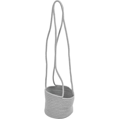 Panier Suspendu en Corde de Jute Coton Résistante, Support Plante Mural, Organisateur Rangement Déco Maison Gris (1/5)