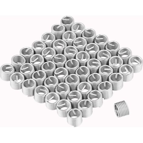 50pcs Insert de Réparation de Filetage, Helicoil M8, Insert Fileté, Inserts Filetés Hélicoïdaux en Fil d'acier Inoxydable M8 X 1,25 X 1,5D de Lueur (1/4)