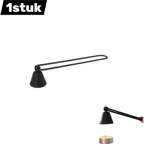 Spegnicandela singolo. Moderno spegnicandela in metallo per spegnere le candele in sicurezza. Accessorio per candele in metallo. Nero. (1/5)
