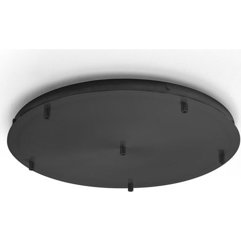 Rosone circolare Alice B T/6 per 6 punti luce in metallo finitura nero opaco con morsettiera e pressacavi inclusi - Gea Luce Componenti (1/2)