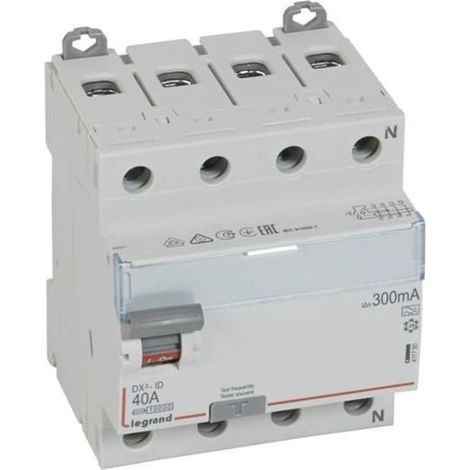 Interrupteur différentiel Legrand DX³ 4P 300mA 40A Type A 4 modules - LEG411780