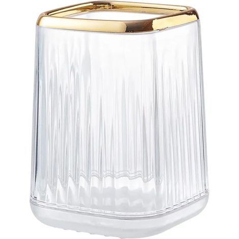 Organisateur maquillage vintage, boîte de rangement en plastique pour pinceaux, pot porte-stylo, idéal pour coiffeuse, - Transparent (1/5)
