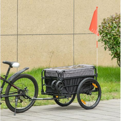 2-in-1 Fahrradanhänger und Handwagen aus schwarzem Stahl, 20-Zoll-Lufträder, 40 kg (1/5)
