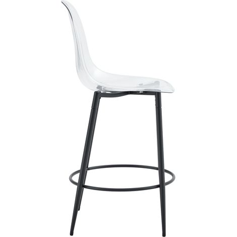 Set di 2 sgabelli da bar trasparenti con schienale in PET e gambe in metallo nero 66 cm MODENUIT (1/5)