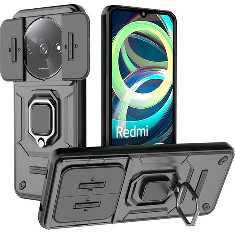 Funda para Xiaomi Redmi A3, con soporte para la cámara, color negro. (1/5)