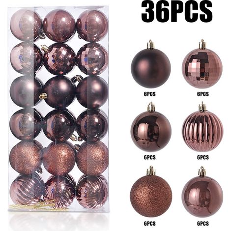 Boule De Noel - Boules De Décoration En Plastique Brillant 3 Cm - Résistantes Aux Chocs Pour Arbre De Noël, Maison, Fête, Hôtel, Mariage - Lot De 36 Pièces (1/4)