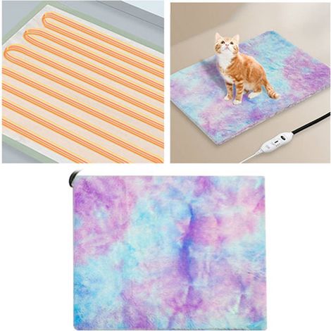 Tapis chauffant thermique pour animaux 9 niveaux de chaleur réglables imperméable d'intérieur avec minuterie pour chien et chat (1/5)