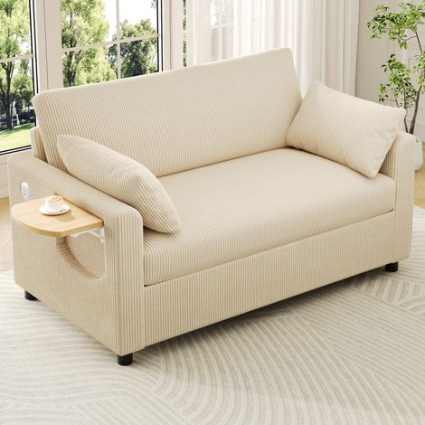 divano seduta 134x82 estraibile USB tavolino beige HAVRYA (1/5)