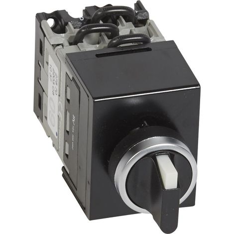Commutateur à cames inverseur avec position arrêt 45° tête de commande à manette PR12 3P fixation centrale diamètre 22 (027570)
