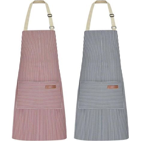 Tablier de cuisine avec bavette réglable tablier de chef doux avec doubles poches pour hommes et femmes (1/5)
