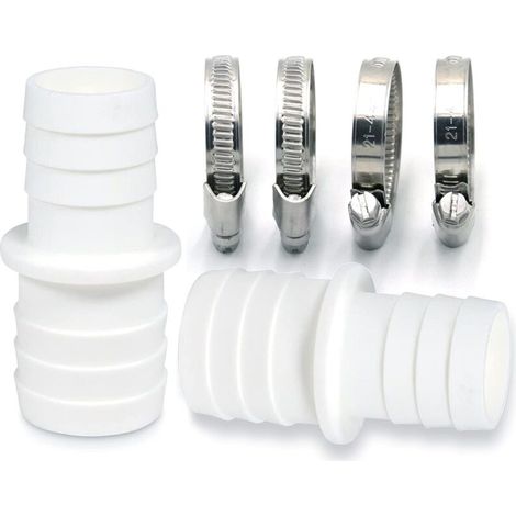 Conectores de manguera con abrazaderas (paquete de 2) - Adaptador de manguera para piscina - Extremo doble (2 x 32 a 38 mm)