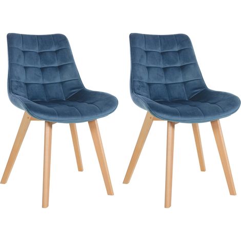 2er Set Stühle Brook Samt blau