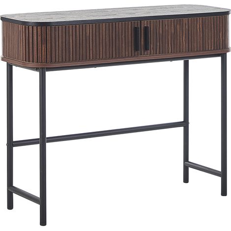 Consola madera oscura negro 100 x 35 cm puertas corredera rústico Jose (1/5)