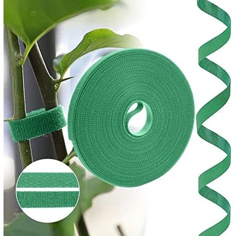 Attache de Câble 10m, Attaches Jardin pour Plantes Bande Fixation Réutilisable 10mm Large Grimpantes, Sangle Facile à Couper Maison, Bureau, Jardinage (Vert) Vert 10Mx10mm (1/5)