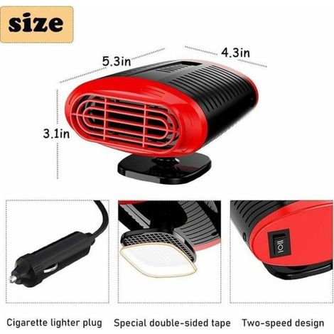 Dégivreur Pare-Brise - Chauffage Portable pour Voiture - Support Rotatif 360° - 12 V - 1 Pièce (1/5)