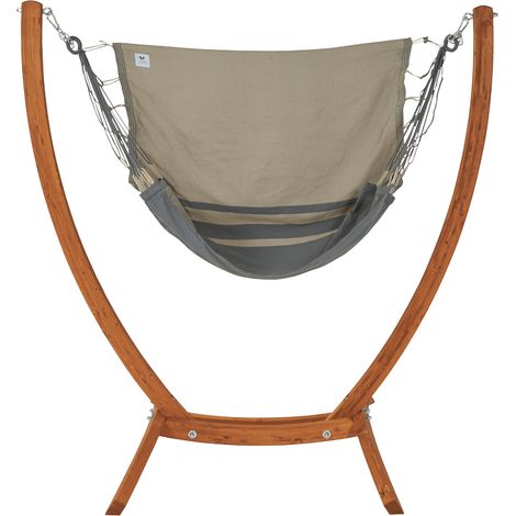 Set chaise hamac Anthracite/taupe + support bois - Set ékilibre - 165x140cm