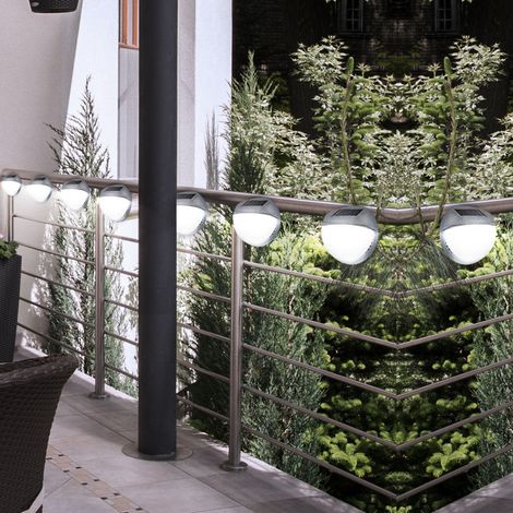 Ensemble de 8 lumières de clôture extérieure solaire de lampe de jardin LED IP44 allume rond (1/5)