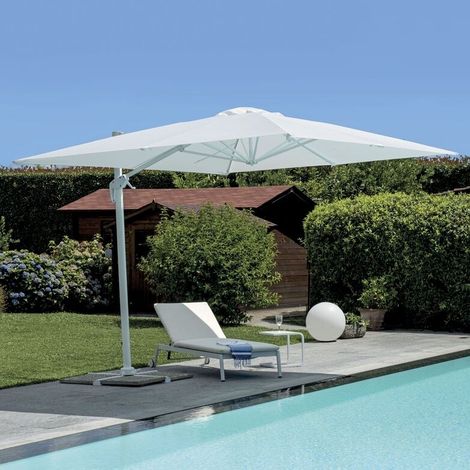 Ombrellone laterale professionale 3 x 4 in alluminio con telo bianco anti raggi UV idrorepellente (1/5)