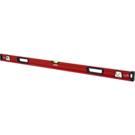 STIER Premium Wasserwaage, mit Magnet und drei Libellen, 1200 mm, 0,5 mm/m, vertikal und horizontal messen, Spiegel-Lotlibelle, präzise Messung, Aluminiumlegierung, doppelt gefräste Oberfläche