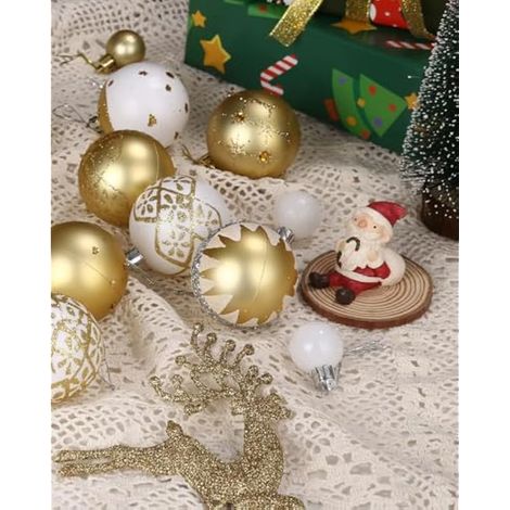 40 boules de Noël dorées, décorations de sapin de Noël en plastique (1/3)