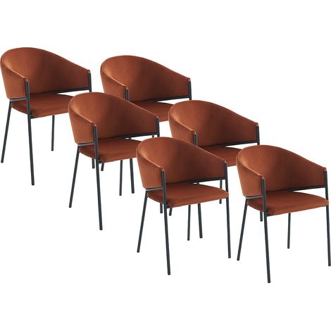 Sedia con braccioli in Velluto e Metallo Nero Terracotta - Lotto di 6 - ORDIDA di Pascal MORABITO