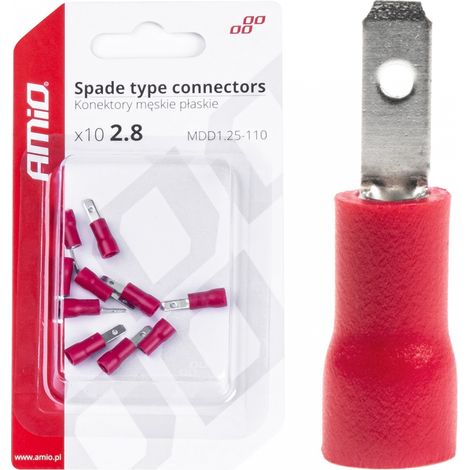 Conectores planos macho aislados de 2,8 mm (0,5-1,5 mm²) y 10 A (10 unidades) amio-03064 (1/4)