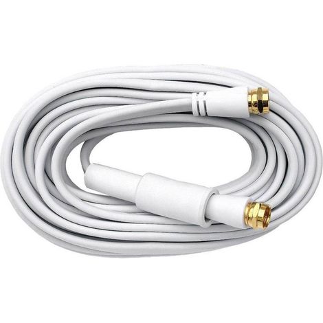 Axing Antenna, SAT Cavo [1x Spina a F - 1x Spina a F] 10.00 m 75 dB contatti connettore dorati Bianco