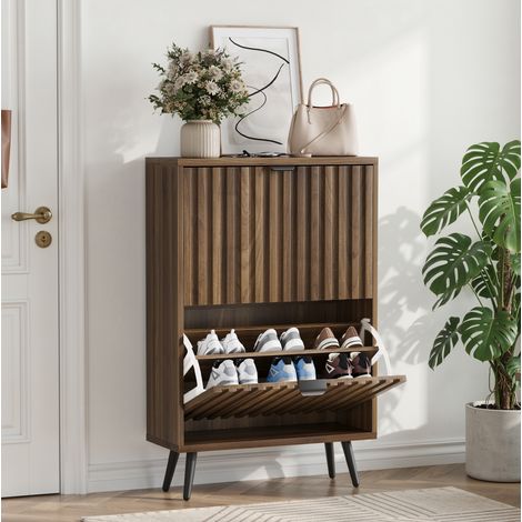 Scarpiera a ribalta 60 cm in MDF effetto noce OKMYHOME (1/5)