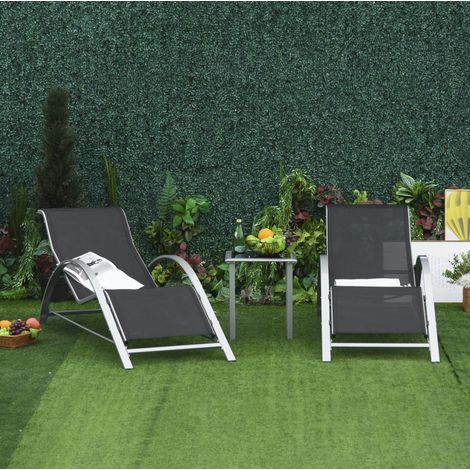 seduta poltrona 59x169x66 set giardino metallo nero HAVRYA (1/4)