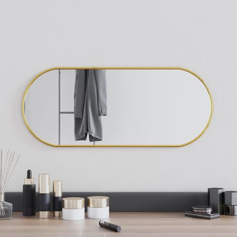 Miroir mural,Miroir Entrée Maison Salle de Bain,Miroir Décoratif Doré 60x25 cm Ovale CVW39504 (1/5)