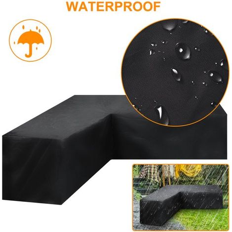 Housse de canapé d'angle - Housse imperméable - Protection pour canapé - Jeté de canapé - Noir - 215 x 215 x 87 cm (1/5)