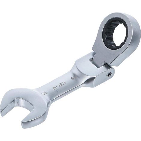 Clé Mixte à Cliquet Courte 15 mm - Acier, Ergonomique et Pratique - Zones Difficiles - D-Work (1/5)