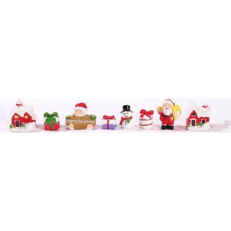 8 Noël Miniatures Jardin Ornement,Figurines de Père Noël,Mini Figurines décoratives en résine,Père Noël,Bonhomme de Neige (1/5)