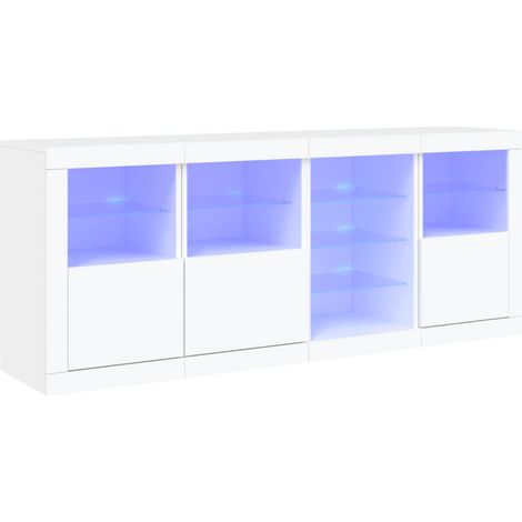 Aparador cómoda cómoda armario mueble organizador cocina salón salón con luces LED 164 x 37 x 67 cm blanco 020029836