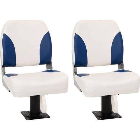 Klappbarer Bootsitz 2er-Set Blau und Weiß 41x36x48 cm