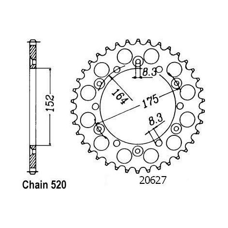 Couronne Acier TT Yamaha - 520 - 40 Dents - Similaire JTR853 - Made in Germany