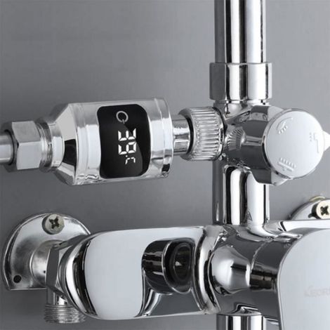 1 Thermomètre de bain, affichage numérique, plage 5-85°C, connecteur 1/2", pour robinet douche (1/4)
