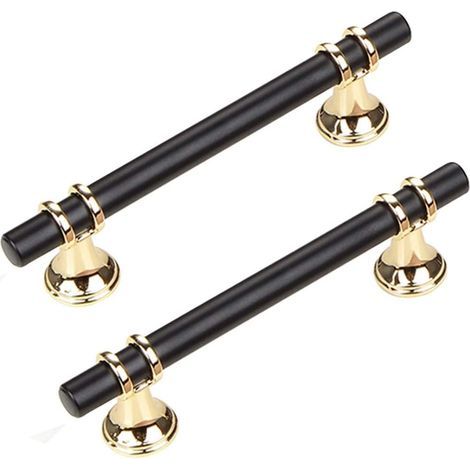 Lot de 2 poignées de porte, poignée de porte de chambre, poignée de porte moderne, poignée de porte minimaliste et luxueuse, poignée de porte de placard, poignée de tiroir, noire 128 mm (1/3)