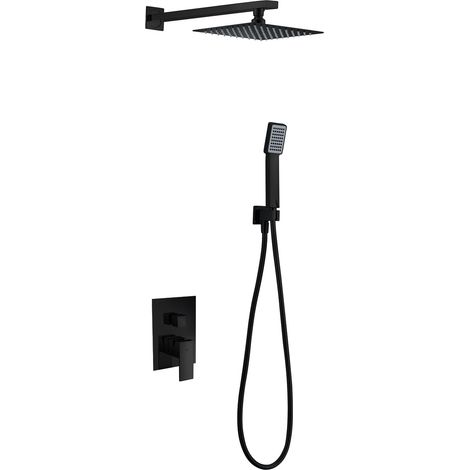 Imex – Colonne de douche hydromassante avec mitigeur – Acier laiton noir mat – Pomme de douche standard – Dimensions 30x44x14 cm (1/6)