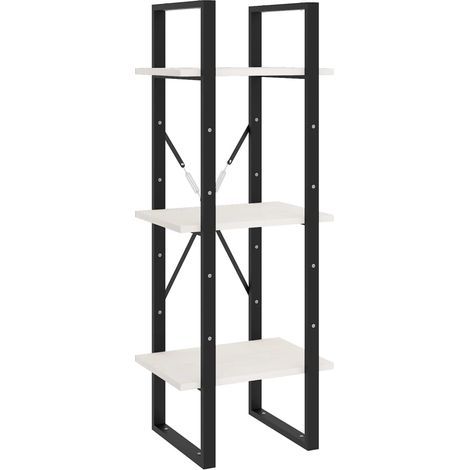 vidaXL Libreria a 3 Ripiani Bianca 40x30x105 cm Legno Massello di (1/5)
