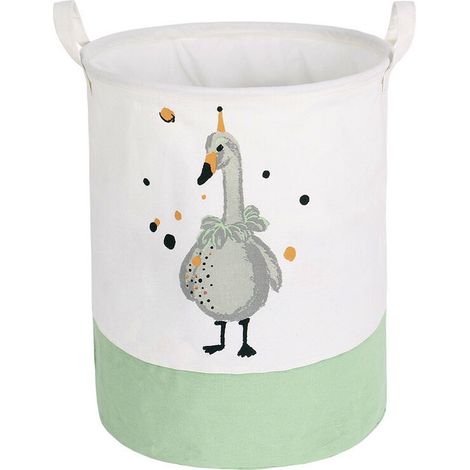 DEESSE SHOP - Pliable Étanche Bébé Panier À Linge Panier De Rangement Panier À Linge Sale Sac À Linge Rond Tissu Seau De Rangement pour Blanchisserie Enfant Jouets(Oie) (1/5)