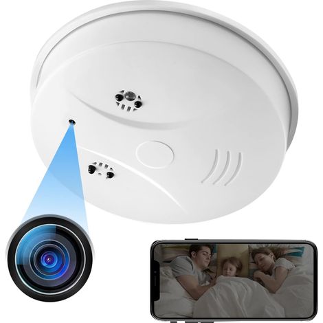 Caméra Espion WiFi 5G Ghz, Mini Camera Cachée Détecteur de Fumée,HD 1080P Mini Caméra Espion,Enregistreur Surveillance sans Fil avec Vision Nocturne Détection de Mouvement (1/5)