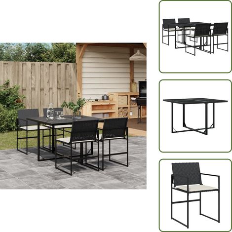 Cuscini da seduta - vidaXL Set da Pranzo da Giardino 5 pz Nero con Cuscini in Polyrattan - Rattan PE