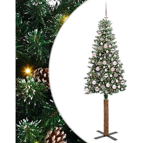 Schlanker Weihnachtsbaum mit 300 LEDs mit Ständer Grün 180 cm